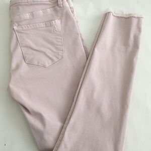 Pink Blush Skinny Leg Jeans Sz 27 Slight Stretch Raw Hem